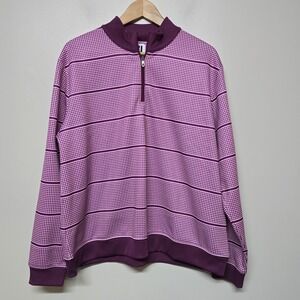FootJoy FJ Men's XL Quarter Zip Pullover Pink Purple Houndstooth Golf Sweater